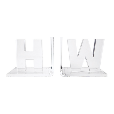 Lucite Acrylic Initial Bookend