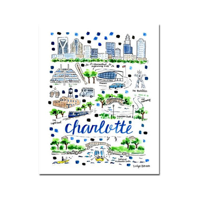 Evelyn Henson Charlotte North Carolina art map print
