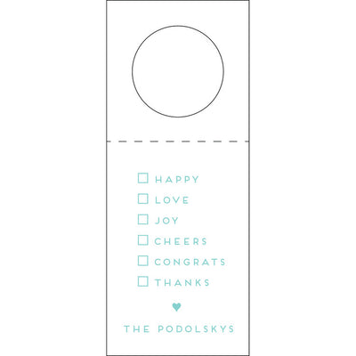 Cheers Celebration Bottle Tag Personalized Letterpress Shop Small Charlotte