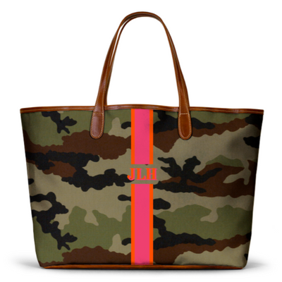 camouflage camo leather tote bag travel pink gift charlotte papertwist