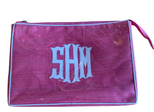 Pink Travel Bag with Embroidered Monogram