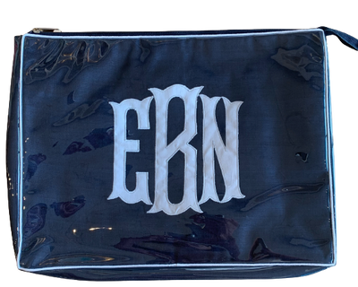 Navy Travel Bag with Embroidered Monogram
