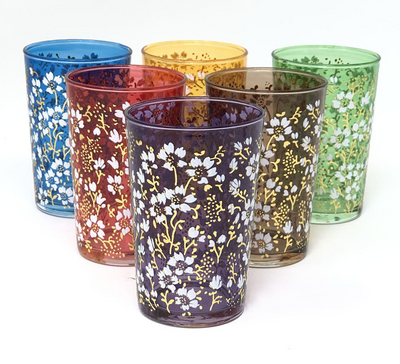 Colored Flower Tea Glasses