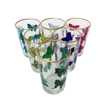 Colored Butterflies Tea Glasses