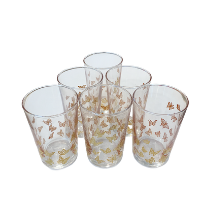 Gold Butterflies Tea Glasses