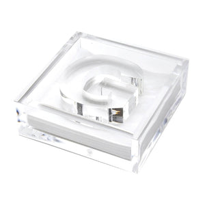 Lucite Acrylic Initial Letter Paper Weight Cocktail Napkin Holder