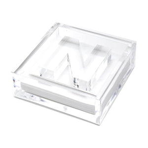 Lucite Acrylic Initial Letter Paper Weight Cocktail Napkin Holder