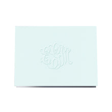 Load image into Gallery viewer, Blue foldover engraved blind note monogram