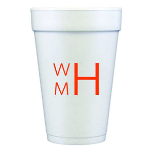 Personalized Styrofoam Cup Monogram Party