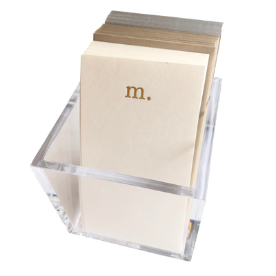 Foil initial Notecard Set Lucite Acrylic Holder Stationery Stationary Snail Mail Petite Foil note Shop Small Gifts Charlotte