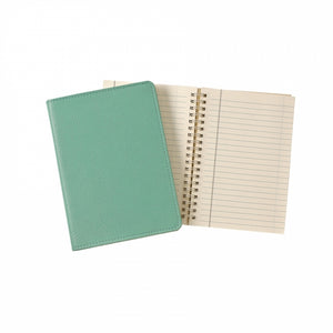 teal aqua robin egg blue leather notebook journal business monogram