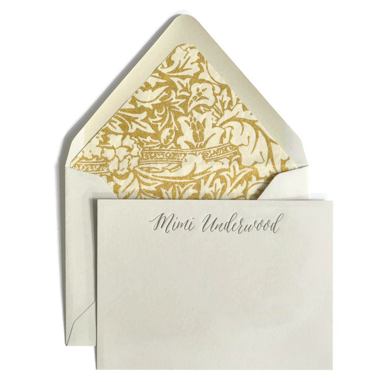 Grey Letterpress Notecard with gold liner. Shop small. Shop local. Charlotte