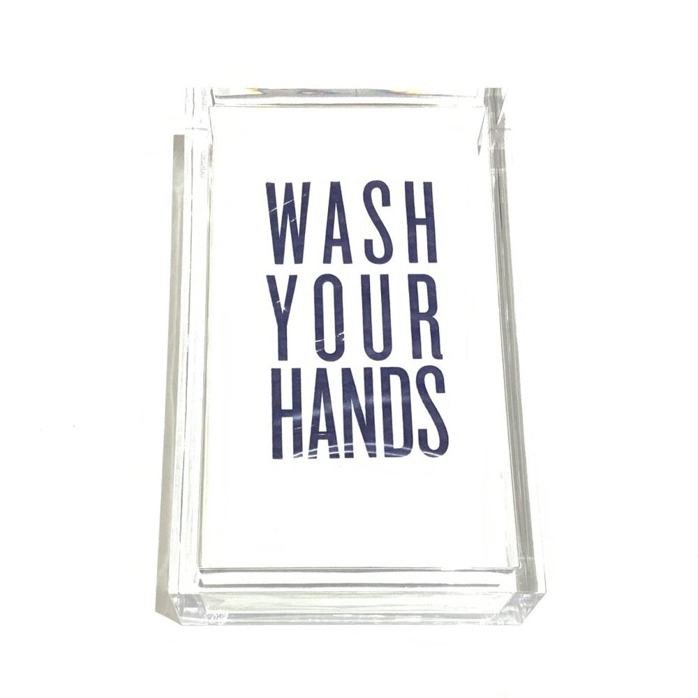 Navy Wash Your Hands Guest Towels Acrylic