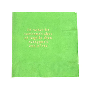 Cocktail Napkins in lime green with gold ink. Shop entertaining essentials at paper twist in charlotte