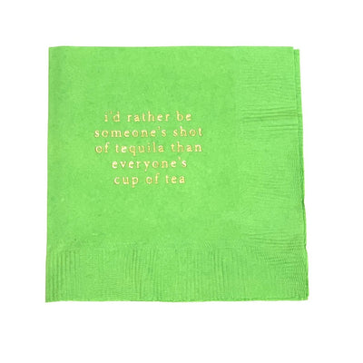 Cocktail Napkins in lime green with gold ink. Shop entertaining essentials at paper twist in charlotte