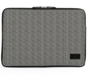 Gray Tweed Herringbone Leather Laptop Case Personalized