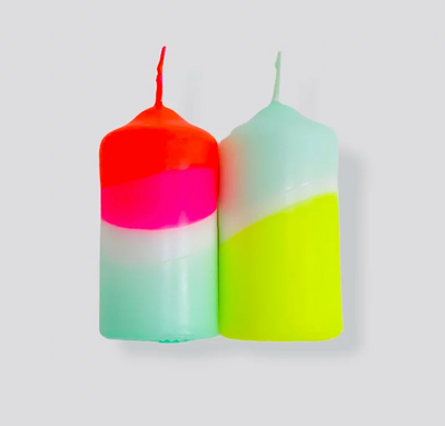 Dip Dye Neon Candles Set of 2
